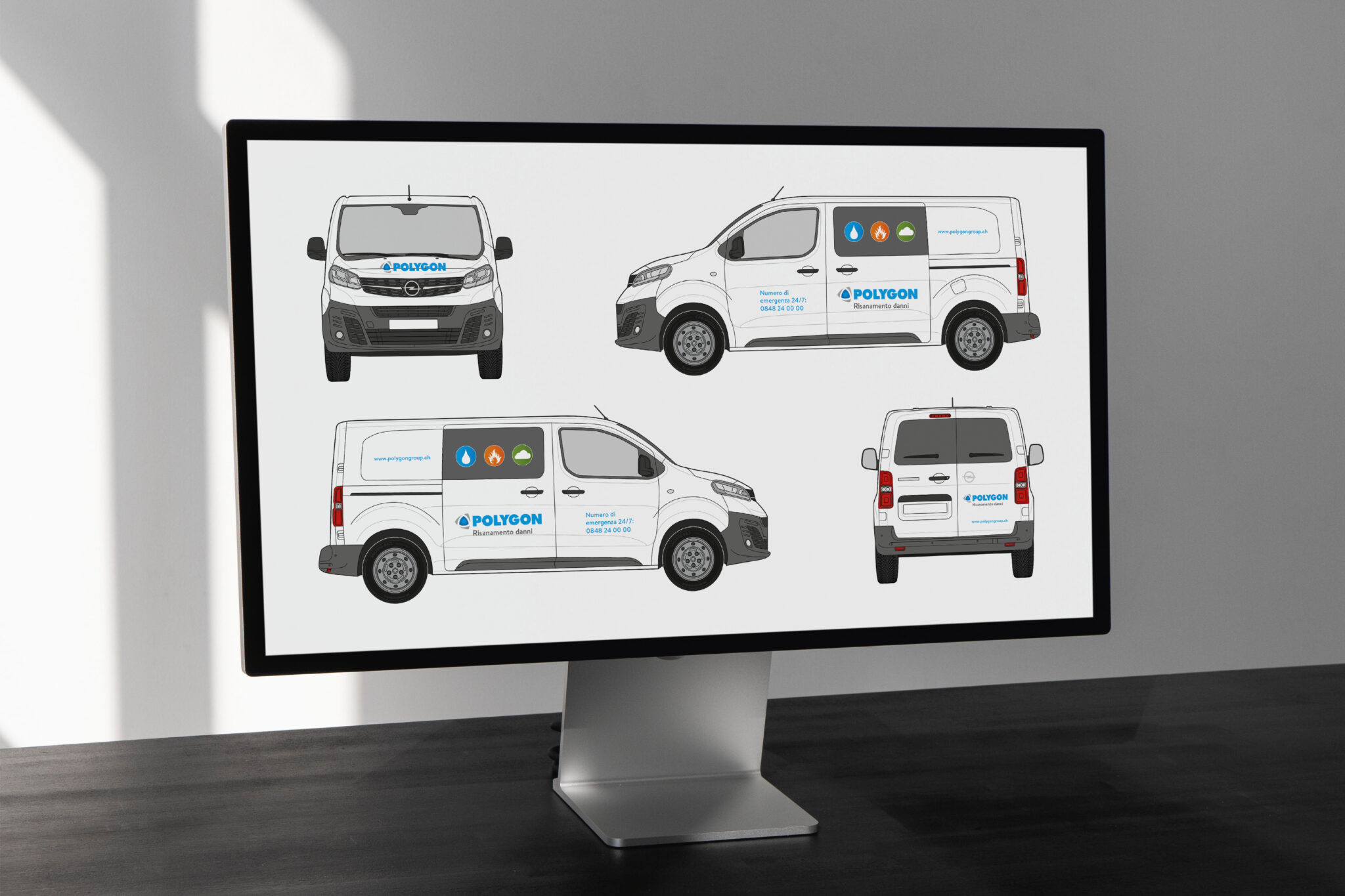 Polygon-Schweiz-Fahrzeugbeschriftung